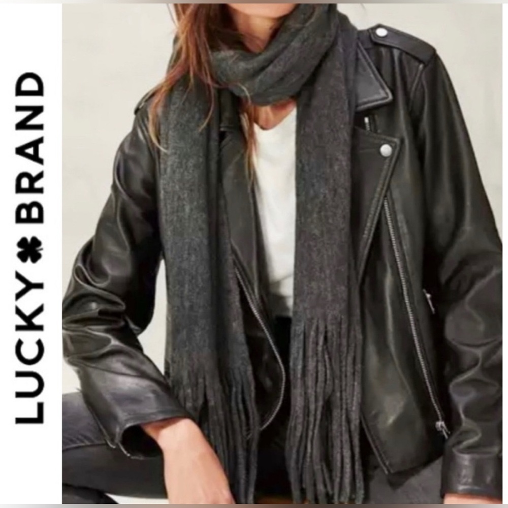 🍀LUCKY BRAND SCARF - 88 inch long - gray - brand new!!! Great Gift - NWT